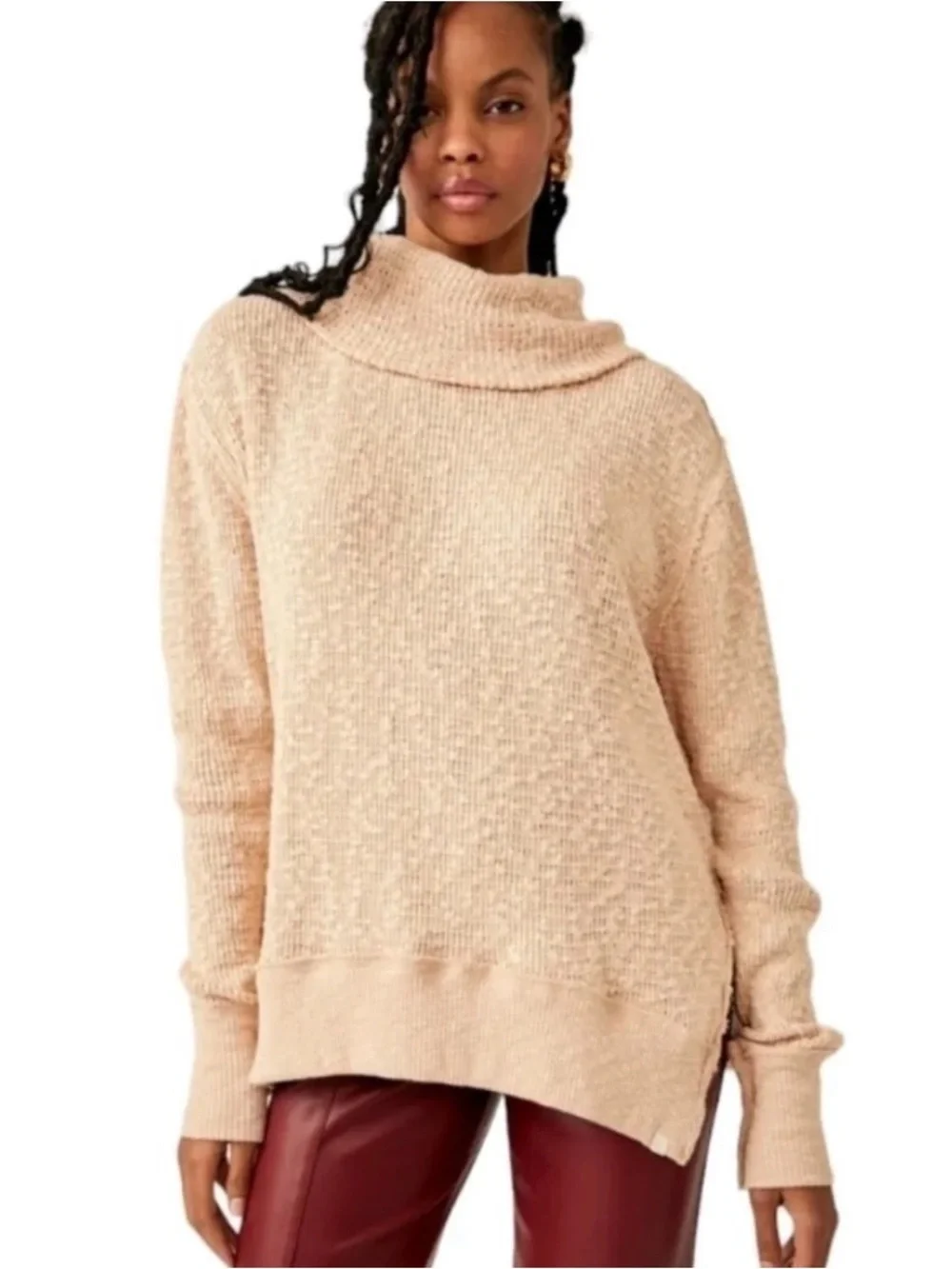 Free People We The Free Tommy Turtleneck Slouchy Sweater in Toasted Almond 🤍✨